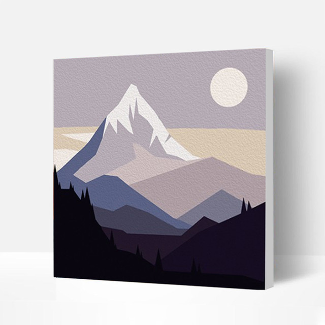 Incredible Speedy Easy Paint by Numbers Kit for Kids & Beginners - Mountain, wooden framed, 8*8 IN