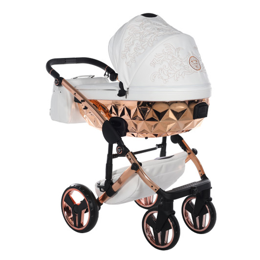 Junama Enzo White Rose Gold Pram & Pushchair