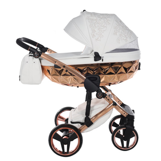 Junama Enzo White Rose Gold Pram & Pushchair