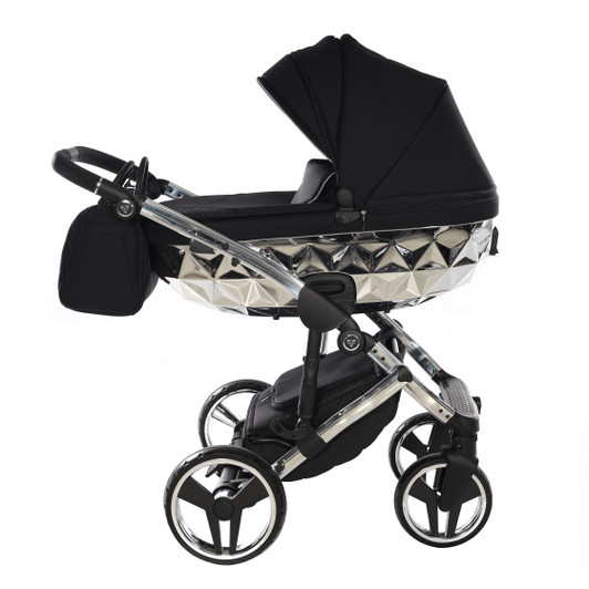 Junama Fluo Individual Mirror Black Silver 2-in-1 pram and pushchair carrycot detail