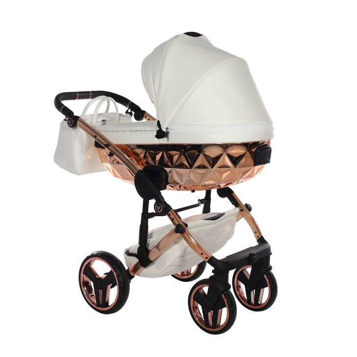 Junama Fluo Individual Mirror White Rose Gold Pram & Pushchair