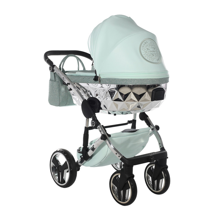 Junama Handcraft Glitter Mint 2-in-1 pram and pushchair carrycot detail rear