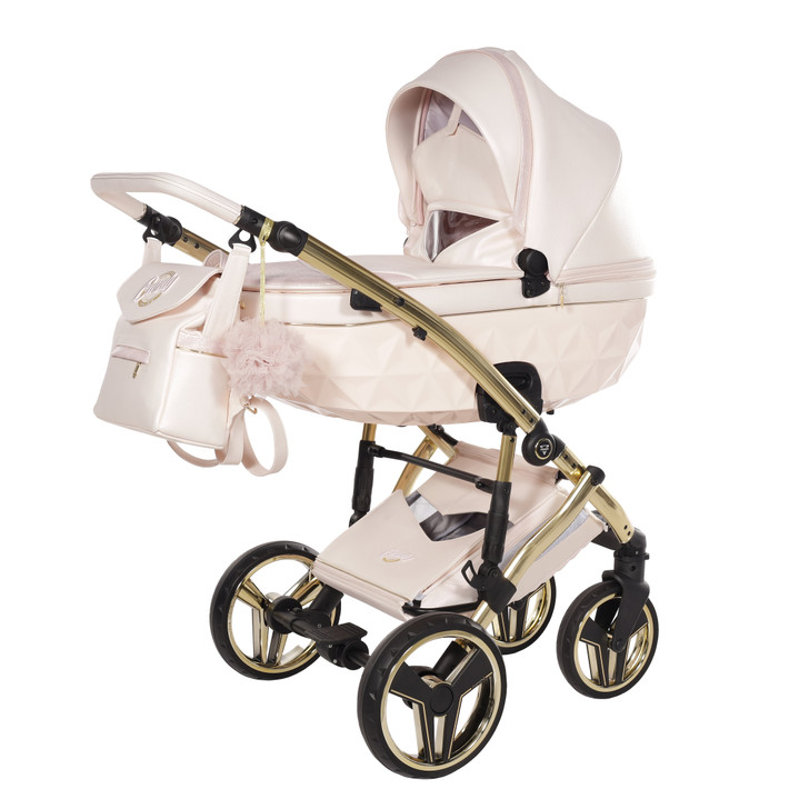 Junama Candy Premium Pearl Pink 2-in-1 pram and pushchair chrome chassis