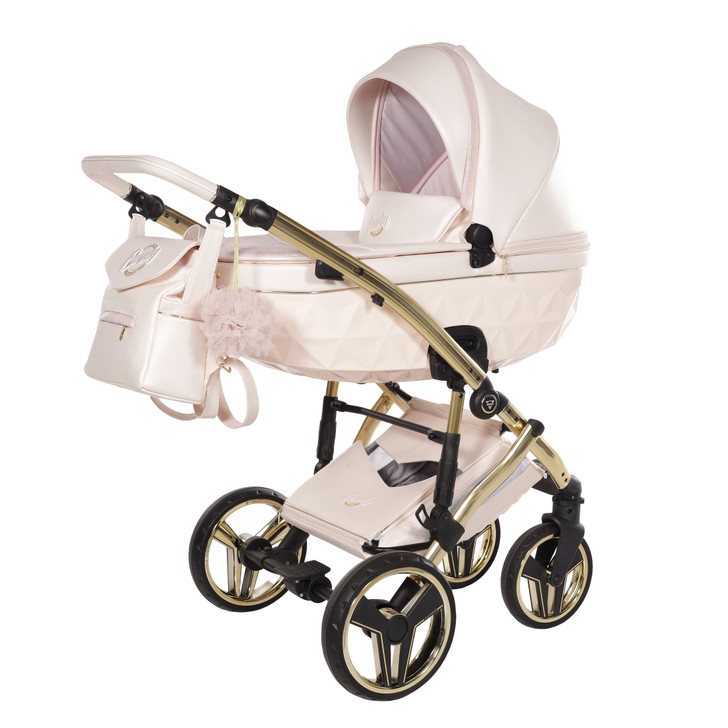 Junama Candy Premium Pearl Pink 2-in-1 pram and pushchair with diamond carrycot