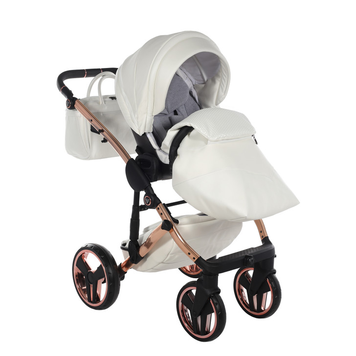 Junama Fluo Individual White Rose Gold 2-in-1 pram and pushchair + apron