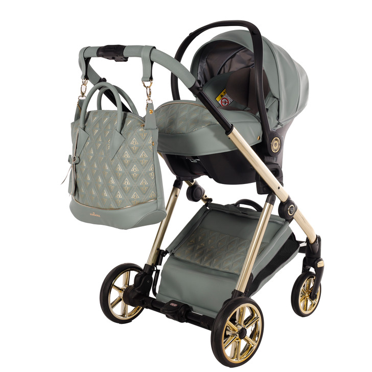 Junama Elegante Art Deco Green Pram Pushchair Travel System