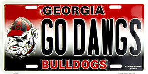 Georgia Bulldog - The Uni of Georgia Metal Car Tag "GO DAWGS"