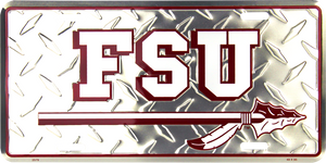 FLorida State University - FSU Car Diamond Metal Tag "FSU"