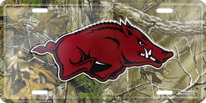 Arkansas Razorbacks Realtree CAMO Aluminum License Plate 12" x 6" Arkansas Razorbacks Realtree CAMO Aluminum License Plate 12" x 6"