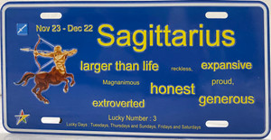 Zodiac "Sagittarius" Full Embossed Aluminum License Plate 12"x6" Zodiac "Sagittarius" Full Embossed Aluminum License Plate 12"x6"