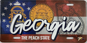 License Plate 'Georgia The Peach State' 6" x 12" High Quality Emboss Metal Plate License Plate 'Georgia The Peach State' 6" x 12" High Quality Emboss Metal Plate