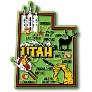 Utah Colorful Map Magnet Utah Colorful Map Magnet