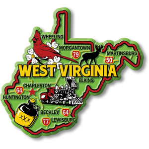 West Virginia Colorful Map Magnet West Virginia Colorful Map Magnet