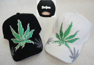 Marijuana Leaf Hat with Shadow on Bill Marijuana Leaf Hat with Shadow on Bill