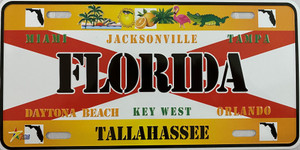 License Plate 'Florida' 6" x 12" High Quality Emboss Metal Plate License Plate 'Florida' 6" x 12" High Quality Emboss Metal Plate