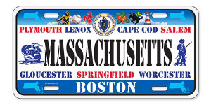 License Plate 'Massachusetts' 6" x 12" High Quality Emboss Metal Plate