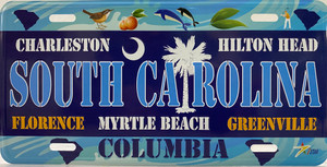 License Plate 'South Carolina' 6" x 12" High Quality Emboss Metal Plate License Plate 'South Carolina' 6" x 12" High Quality Emboss Metal Plate