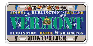 License Plate 'Vermont' 6" x 12" High Quality Emboss Metal Plate