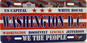 License Plate 'Washington DC' 6" x 12" High Quality Emboss Metal Plate