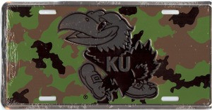 Kansas Jay hawks Metal Camouflage Car Plate 12" x 6" Kansas Jay hawks Metal Camouflage Car Plate 12" x 6"