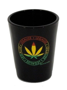 Black Shot glass "Legalize Leaf (Symbol)" 2 oz Black Shot glass "Legalize Leaf (Symbol)" 2 oz