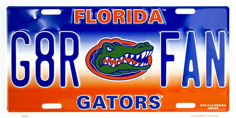 Florida Gators - U FL Metal Car Tag 'G8RFAN'