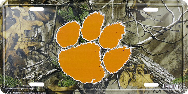 Clemson Tigers Realtree Camo License Plate 12" x 6"