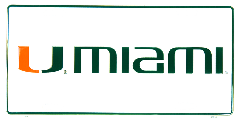 University of Miami "Umiami" License Plate 12" x 6"