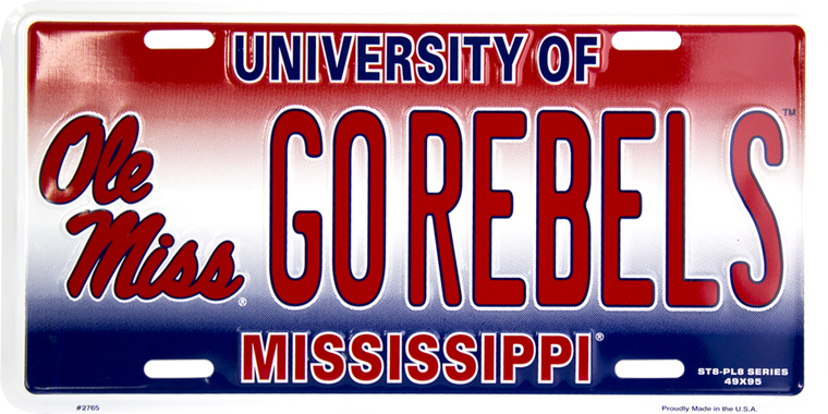 Ole Miss GOREBELS License Plate 12" x 6"