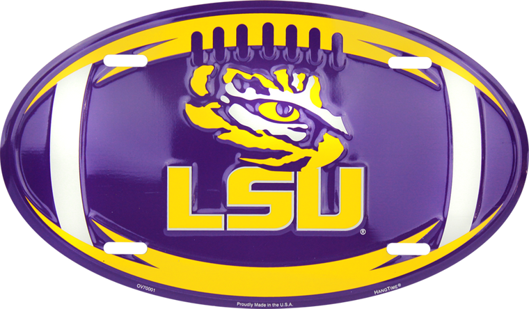 LSU Tigers FOOTBALL OVAL License Plate 12" x 6"