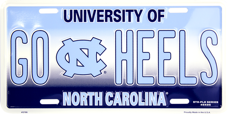 North Carolina "GO HEELS" License Plate 12" x 6"