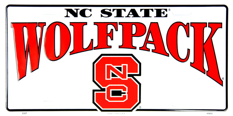 NC State "WOLFPACK" License Plate 12" x 6"