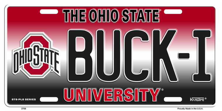 Ohio State Buckeyes BUCK-I Aluminum License Plate 12"x6"