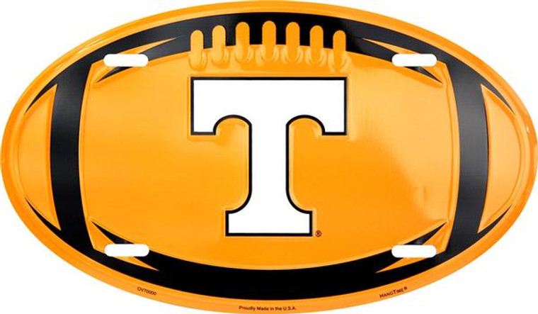 Tennessee Volunteers Football OVAL Aluminum Car License Plate 12" x 7"