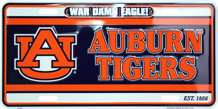 Auburn Tigers Aluminum License Plate 12" x 6"