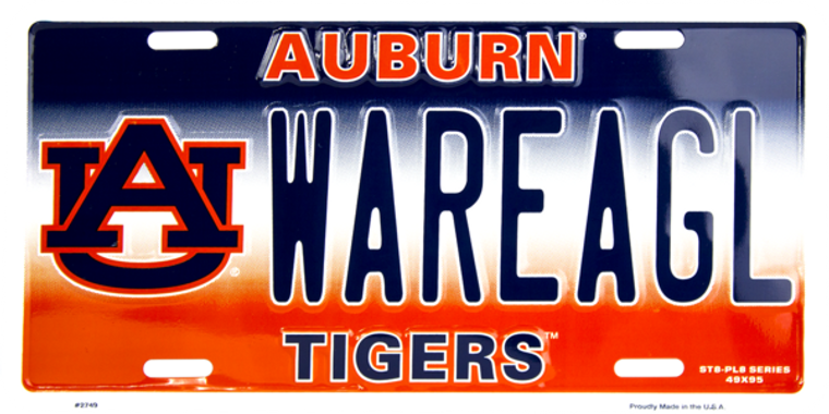 Auburn Tigers WAREAGL Aluminum License Plate 12" x 6"