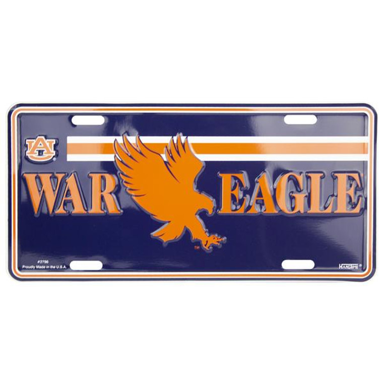 Auburn Tigers WAR EAGLE Aluminum License Plate 12" x 6"