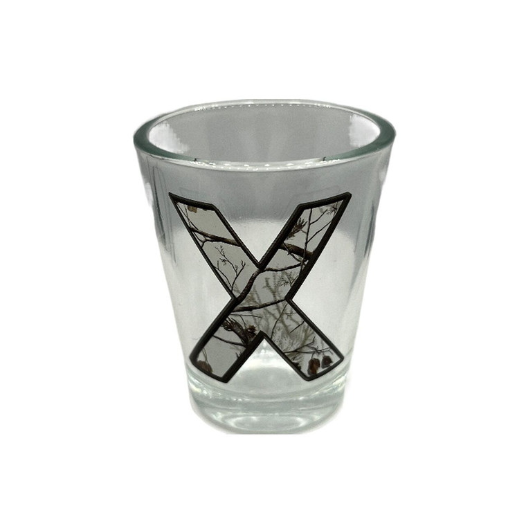 Camouflage Alphabet 'X' Collection Shot Glass 2 Oz
