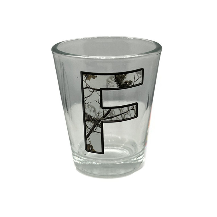 Camouflage Alphabet 'F' Collection Shot Glass 2 Oz