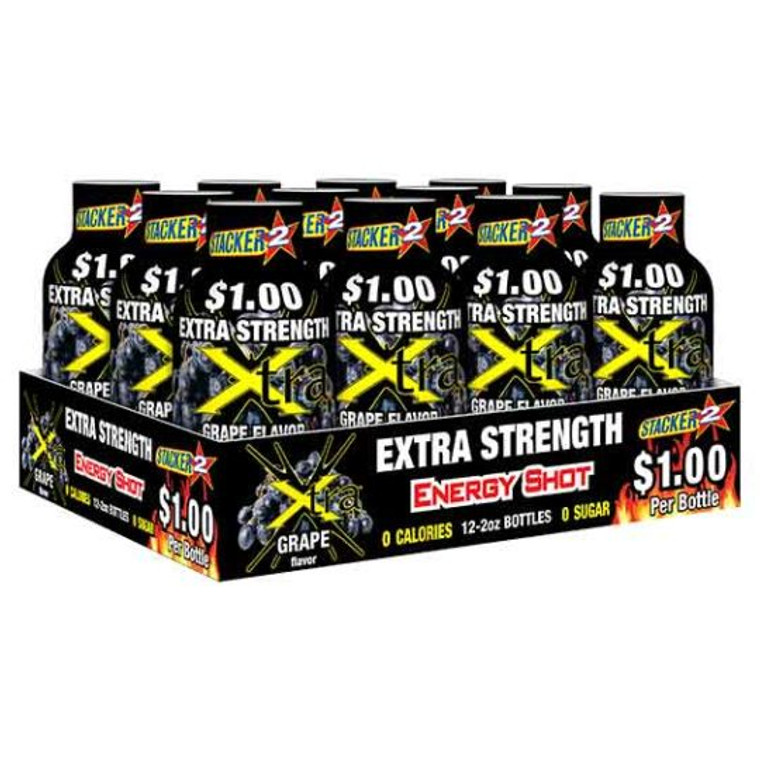 Stacker 2 Xtra Energy Shots Extra Strength Grape $1.00 (12 Pcs/Box)