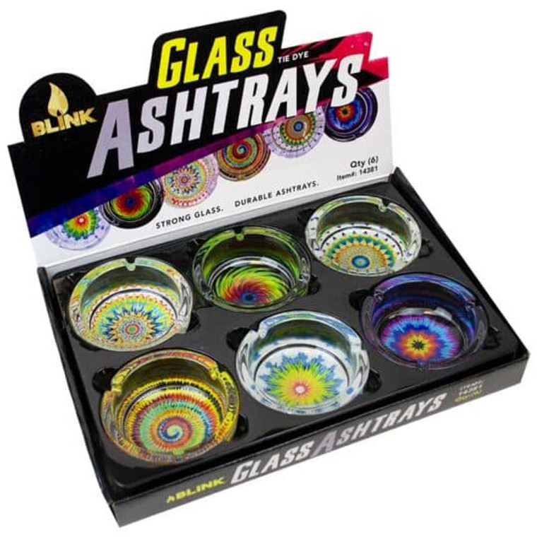 Tie Dye Glass Ashtray (6 Units/Disp)