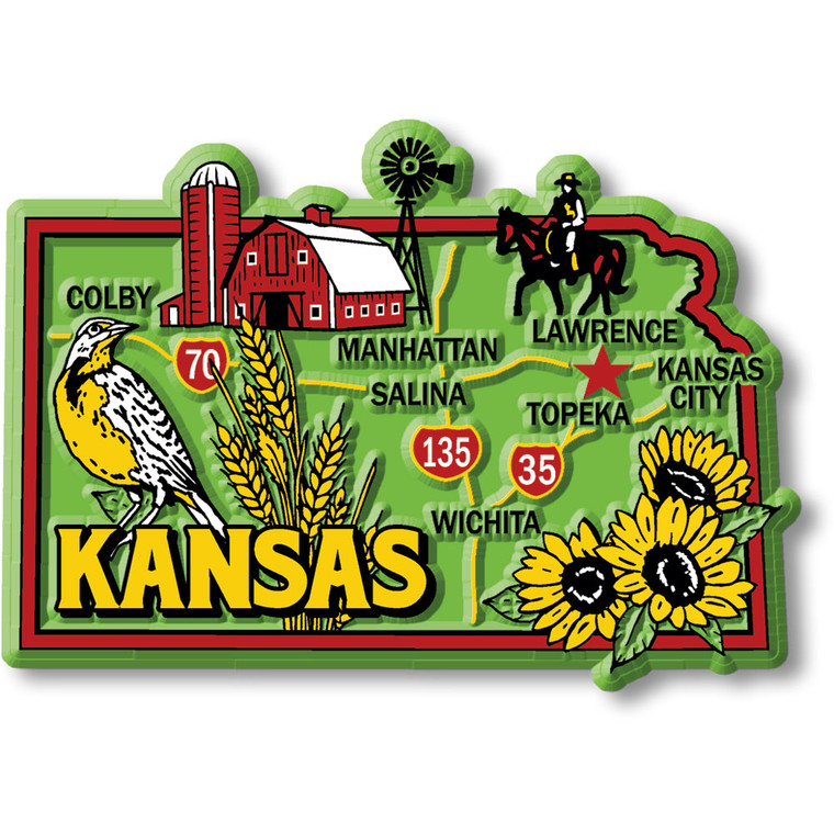 Kansas Colorful State Magnet