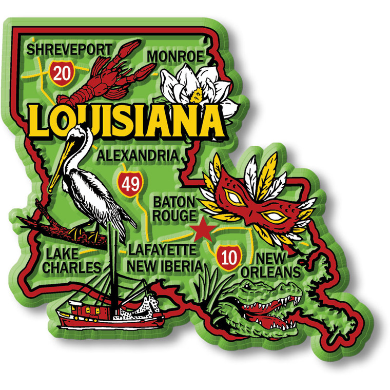Louisiana Colorful Map Magnet