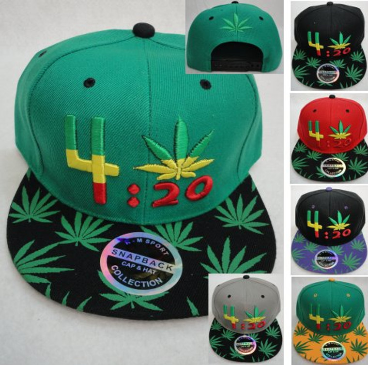 420 Screen Print Bill Snap Back Flat Bill Hat