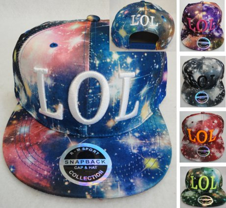 LOL Galaxy Print Snap Back Flat Bill Hat