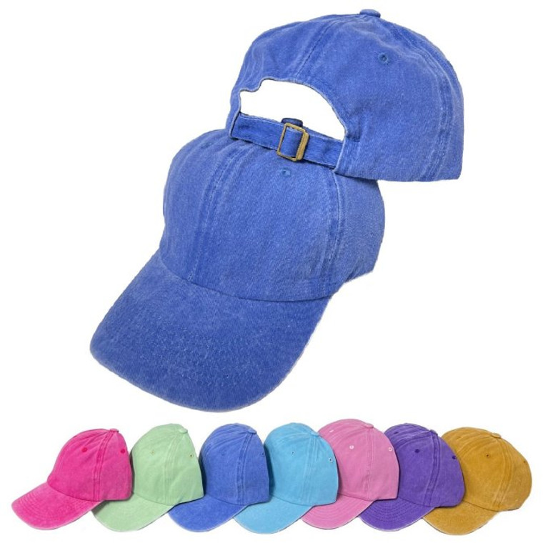 Cotton Washed Hat (Pastels) with Slide Buckle
