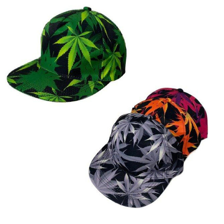 Silky Psychedelic Marijuana Snap Back Flat Bill Hat/Cap