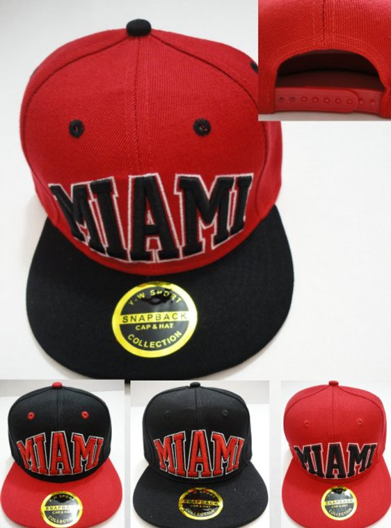 Miami Snap Back Flat Bill Hat/Cap