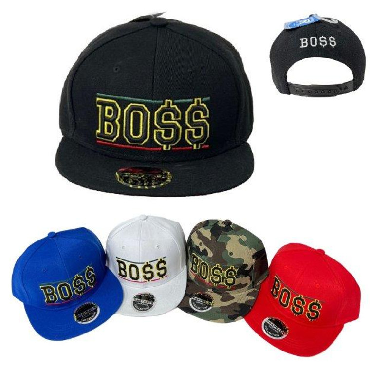 BOSS Green/Yellow/Red Snap Back Flat Bill Hat/Cap