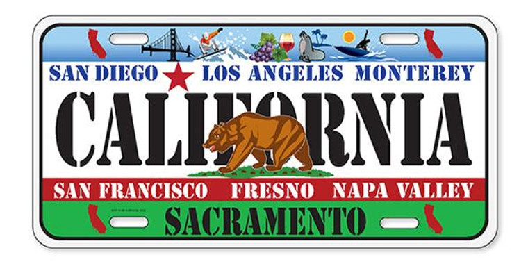 License Plate 'California' 6" x 12" High Quality Emboss Metal Plate